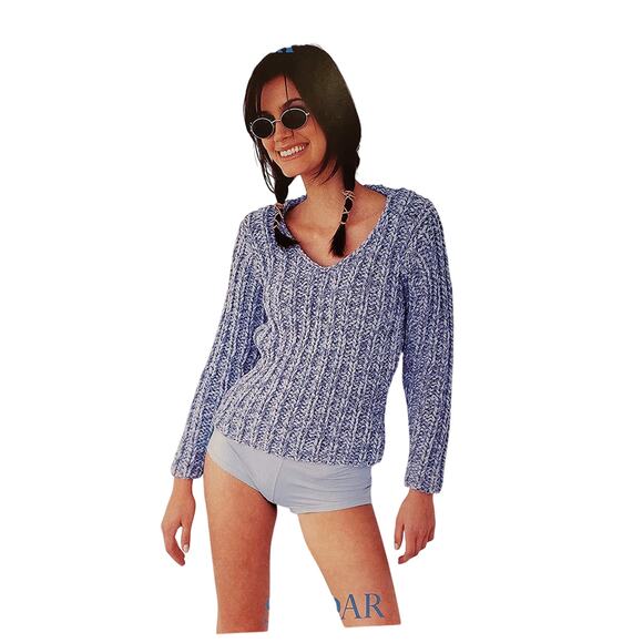 New Sirdar 5117 Denim Ultra Womens V Neck Crewneck Sweater Knitting Pattern - Picture 2 of 5
